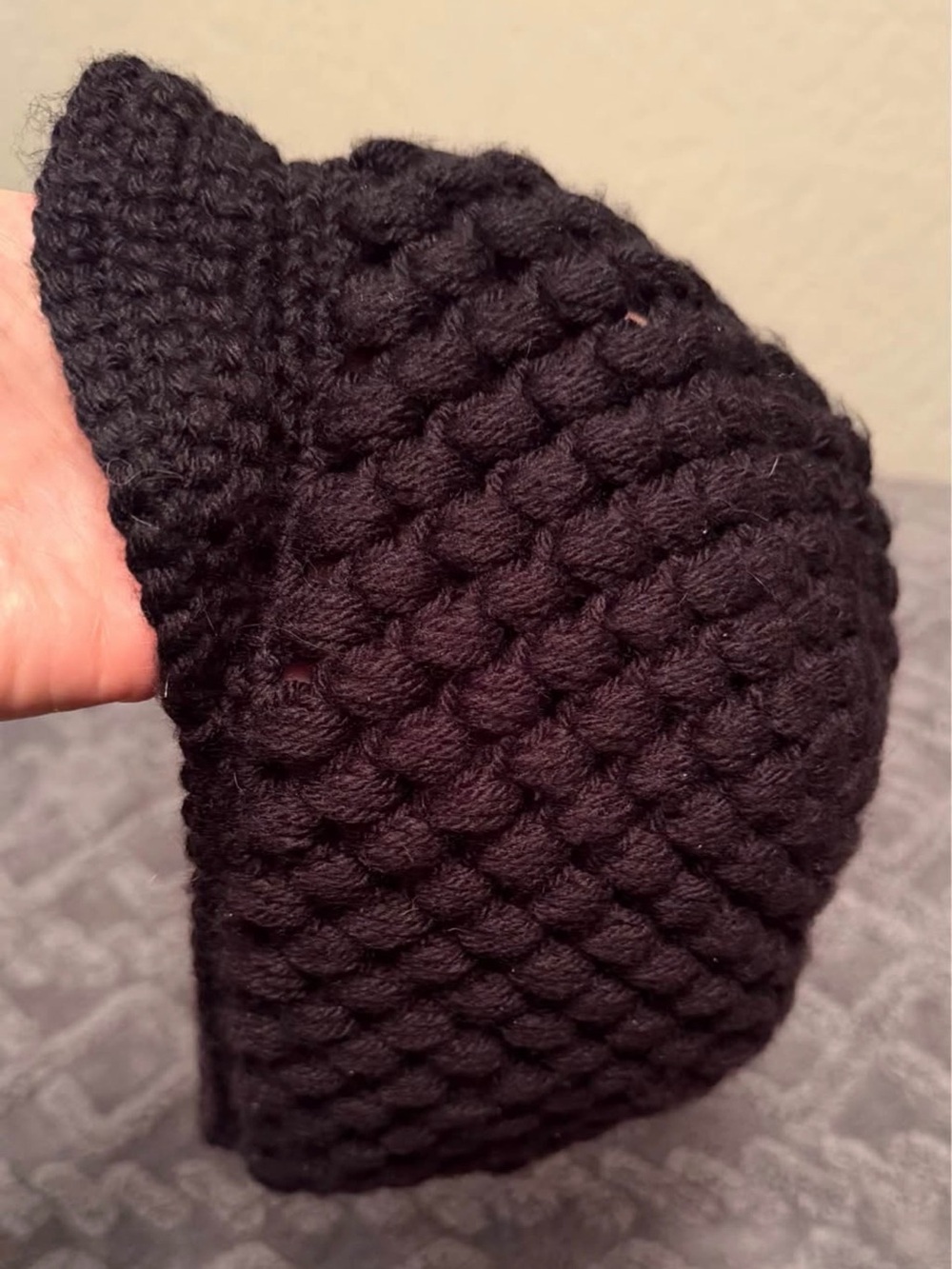 Handmade Chunky Knit Black Beanie